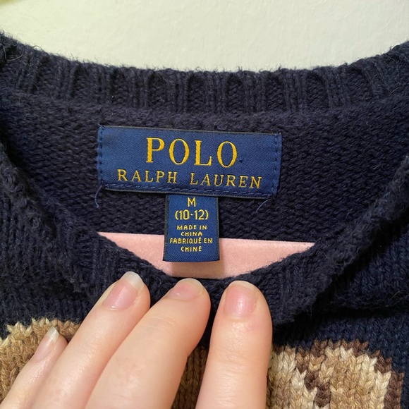 Adorable Polo Ralph Lauren Navy Blue Thick Knitted Embroidered Bear Sweater - Picture 8 of 14